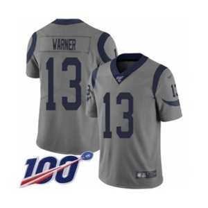 Men's Los Angeles Rams #13 Kurt Warner Limited Gray Inverted Legend 100th Season Football Jersey