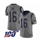 Men's Los Angeles Rams #16 Jared Goff Limited Gray Inverted Legend 100th Season Football Jersey