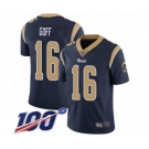 Men's Los Angeles Rams #16 Jared Goff Navy Blue Team Color Vapor Untouchable Limited Player 100th Season Football Jersey