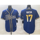 Men's Los Angeles Rams #17 Puka Nacua Royal With Patch Cool Base Stitched Baseball Jersey