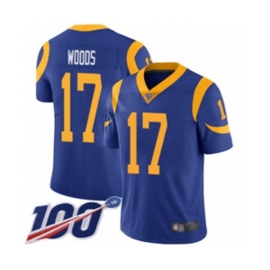 Men's Los Angeles Rams #17 Robert Woods Royal Blue Alternate Vapor Untouchable Limited Player 100th Season Football Jersey