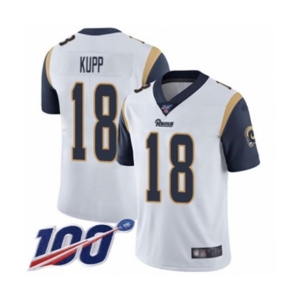 Men's Los Angeles Rams #18 Cooper Kupp White Vapor Untouchable Limited Player 100th Season Football Jersey