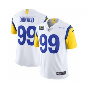 Men's Los Angeles Rams 2022 #99 Aaron Donald White With 4-star C Patch Stitched NFL Jersey