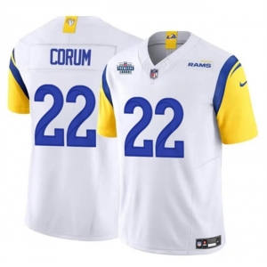 Men's Los Angeles Rams #22 Blake Corum White 2024 With Dradt Patch F.U.S.E Vapor Untouchable Stitched Football Jersey