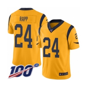 Men's Los Angeles Rams #24 Taylor Rapp Limited Gold Rush Vapor Untouchable 100th Season Football Jersey