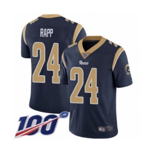 Men's Los Angeles Rams #24 Taylor Rapp Navy Blue Team Color Vapor Untouchable Limited Player 100th Season Football Jersey