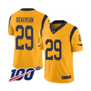 Men's Los Angeles Rams #29 Eric Dickerson Limited Gold Rush Vapor Untouchable 100th Season Football Jersey