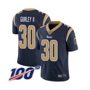 Men's Los Angeles Rams #30 Todd Gurley Navy Blue Team Color Vapor Untouchable Limited Player 100th Season Football Jersey