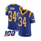 Men's Los Angeles Rams #34 Malcolm Brown Royal Blue Alternate Vapor Untouchable Limited Player 100th Season Football Jersey