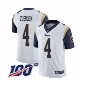Men's Los Angeles Rams #4 Greg Zuerlein White Vapor Untouchable Limited Player 100th Season Football Jersey