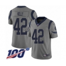 Men's Los Angeles Rams #42 John Kelly Limited Gray Inverted Legend 100th Season Football Jersey