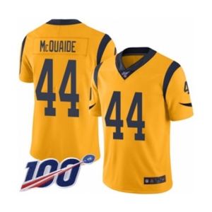 Men's Los Angeles Rams #44 Jacob McQuaide Limited Gold Rush Vapor Untouchable 100th Season Football Jersey