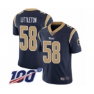 Men's Los Angeles Rams #58 Cory Littleton Navy Blue Team Color Vapor Untouchable Limited Player 100th Season Football Jersey