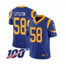 Men's Los Angeles Rams #58 Cory Littleton Royal Blue Alternate Vapor Untouchable Limited Player 100th Season Football Jersey