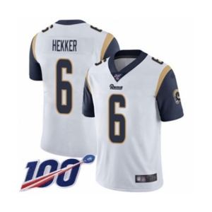 Men's Los Angeles Rams #6 Johnny Hekker White Vapor Untouchable Limited Player 100th Season Football Jersey