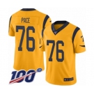 Men's Los Angeles Rams #76 Orlando Pace Limited Gold Rush Vapor Untouchable 100th Season Football Jersey