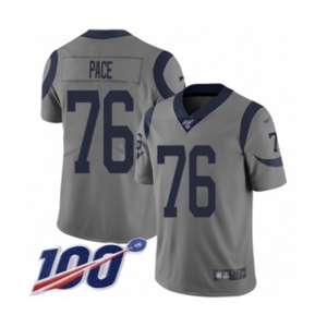 Men's Los Angeles Rams #76 Orlando Pace Limited Gray Inverted Legend 100th Season Football Jersey