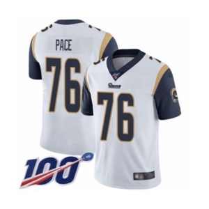 Men's Los Angeles Rams #76 Orlando Pace White Vapor Untouchable Limited Player 100th Season Football Jersey