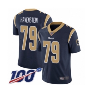 Men's Los Angeles Rams #79 Rob Havenstein Navy Blue Team Color Vapor Untouchable Limited Player 100th Season Football Jersey