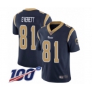 Men's Los Angeles Rams #81 Gerald Everett Navy Blue Team Color Vapor Untouchable Limited Player 100th Season Football Jersey