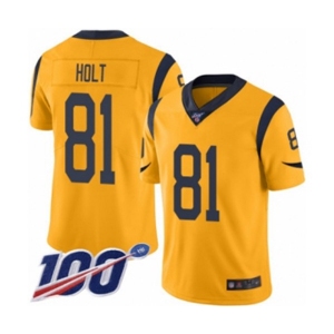 Men's Los Angeles Rams #81 Torry Holt Limited Gold Rush Vapor Untouchable 100th Season Football Jersey