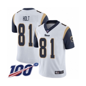 Men's Los Angeles Rams #81 Torry Holt White Vapor Untouchable Limited Player 100th Season Football Jersey