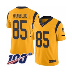 Men's Los Angeles Rams #85 Jack Youngblood Limited Gold Rush Vapor Untouchable 100th Season Football Jersey