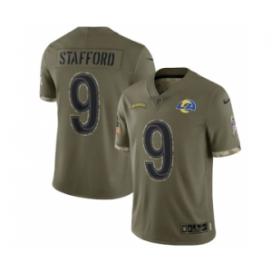 Men's Los Angeles Rams #9 Matthew Stafford 2022 Olive Salute To Service Limited Stitched Jersey