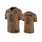 Men's Los Angeles Rams #9 Matthew Stafford 2023 Brown Salute To Service Limited Football Stitched Jersey