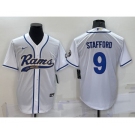 Men's Los Angeles Rams #9 Matthew Stafford White Stitched Cool Base Nike Baseball Jersey