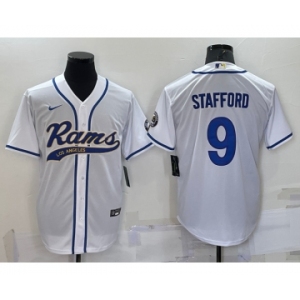 Men's Los Angeles Rams #9 Matthew Stafford White Stitched Cool Base Nike Baseball Jersey