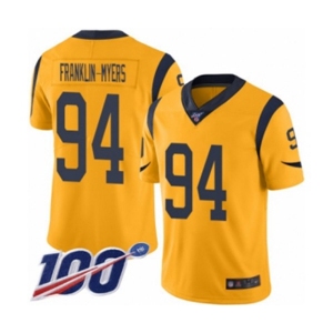 Men's Los Angeles Rams #94 John Franklin-Myers Limited Gold Rush Vapor Untouchable 100th Season Football Jersey