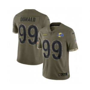 Men's Los Angeles Rams #99 Aaron Donald 2022 Olive Salute To Service Limited Stitched Jersey