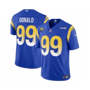 Men's Los Angeles Rams #99 Aaron Donald Blue 2023 F.U.S.E. With 4-Star C Patch Vapor Vapor Limited Football Stitched Jersey