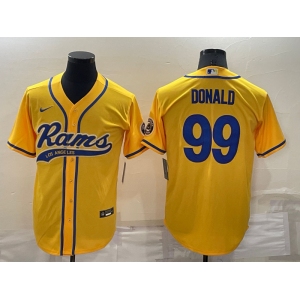 Men's Los Angeles Rams #99 Aaron Donald Yellow Stitched Cool Base Nike Baseball Jersey