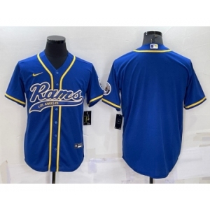 Men's Los Angeles Rams Blank Royal Blue With Patch Cool Base Stitched Baseball Jersey