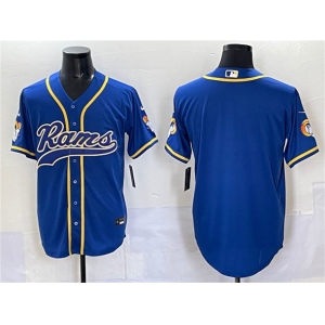 Men's Los Angeles Rams Blank Royal Cool Base Stitched Baseball Jersey