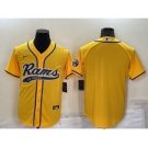 Men's Los Angeles Rams Blank Yellow Stitched MLB Cool Base Nike Baseball Jersey