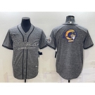 Men's Los Angeles Rams Grey Gridiron Team Big Logo Cool Base Stitched Baseball Jersey