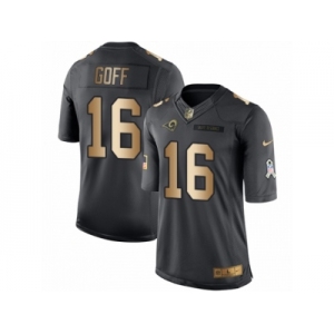 Men's Nike Los Angeles Rams #16 Jared Goff Limited Black Gold Salute to Service NFL Jersey