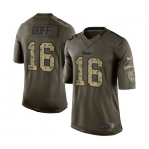 Men's Nike Los Angeles Rams #16 Jared Goff Limited Green Salute to Service NFL Jersey