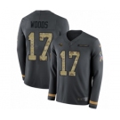 Men's Nike Los Angeles Rams #17 Robert Woods Limited Black Salute to Service Therma Long Sleeve NFL Jersey