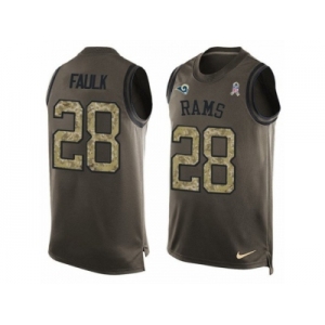 Men's Nike Los Angeles Rams #28 Marshall Faulk Limited Green Salute to Service Tank Top NFL Jersey