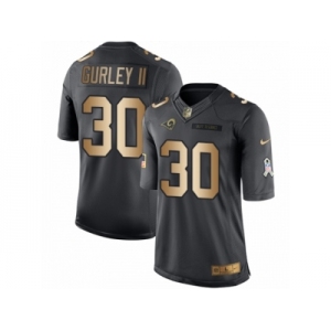 Men's Nike Los Angeles Rams #30 Todd Gurley Limited Black Gold Salute to Service NFL Jersey