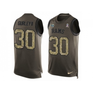 Men's Nike Los Angeles Rams #30 Todd Gurley Limited Green Salute to Service Tank Top NFL Jersey