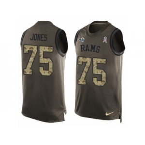 Men's Nike Los Angeles Rams #75 Deacon Jones Limited Green Salute to Service Tank Top NFL Jersey