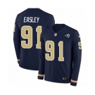 Men's Nike Los Angeles Rams #91 Dominique Easley Limited Navy Blue Therma Long Sleeve NFL Jersey