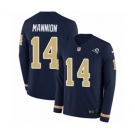 Nike Los Angeles Rams #14 Sean Mannion Limited Navy Blue Therma Long Sleeve NFL Jersey