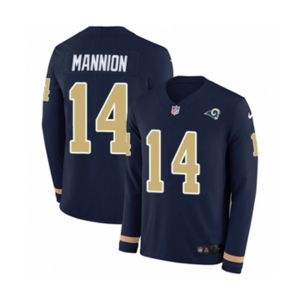 Nike Los Angeles Rams #14 Sean Mannion Limited Navy Blue Therma Long Sleeve NFL Jersey