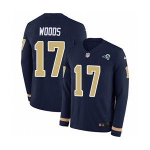 Nike Los Angeles Rams #17 Robert Woods Limited Navy Blue Therma Long Sleeve NFL Jersey